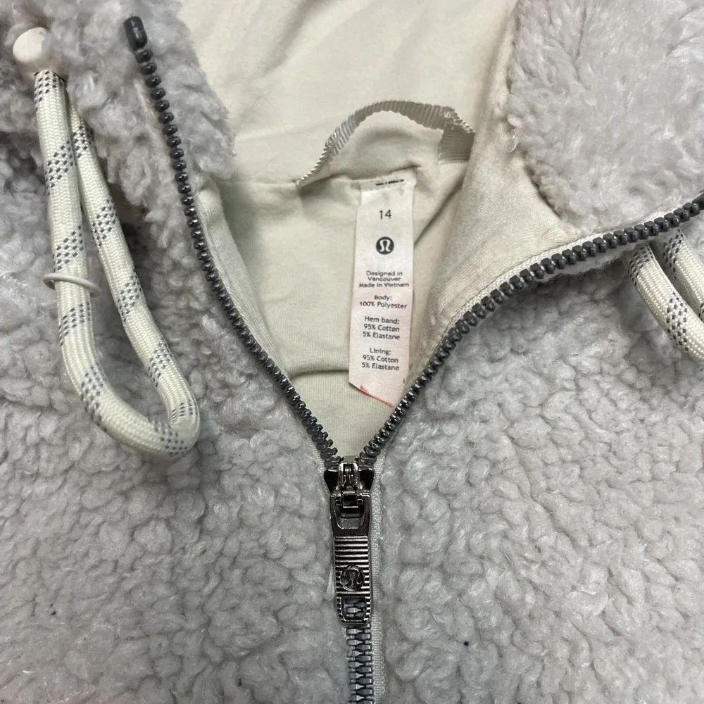 LULULEMON Textured Fleece‎ Scuba Sherpa Half Zip Hoodie Size 14 Oversized Gray